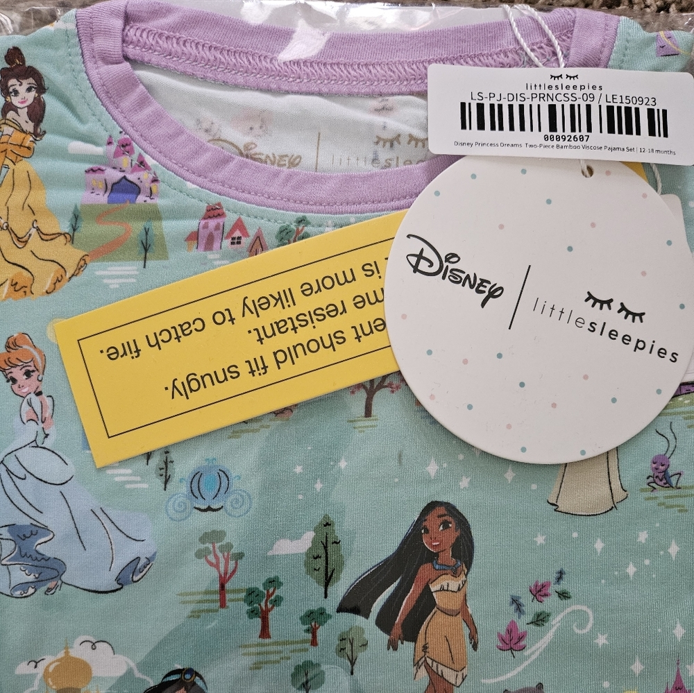 Little Sleepies Disney Princess Dreams Long Sleeve 2 Piece PJs 12-18m